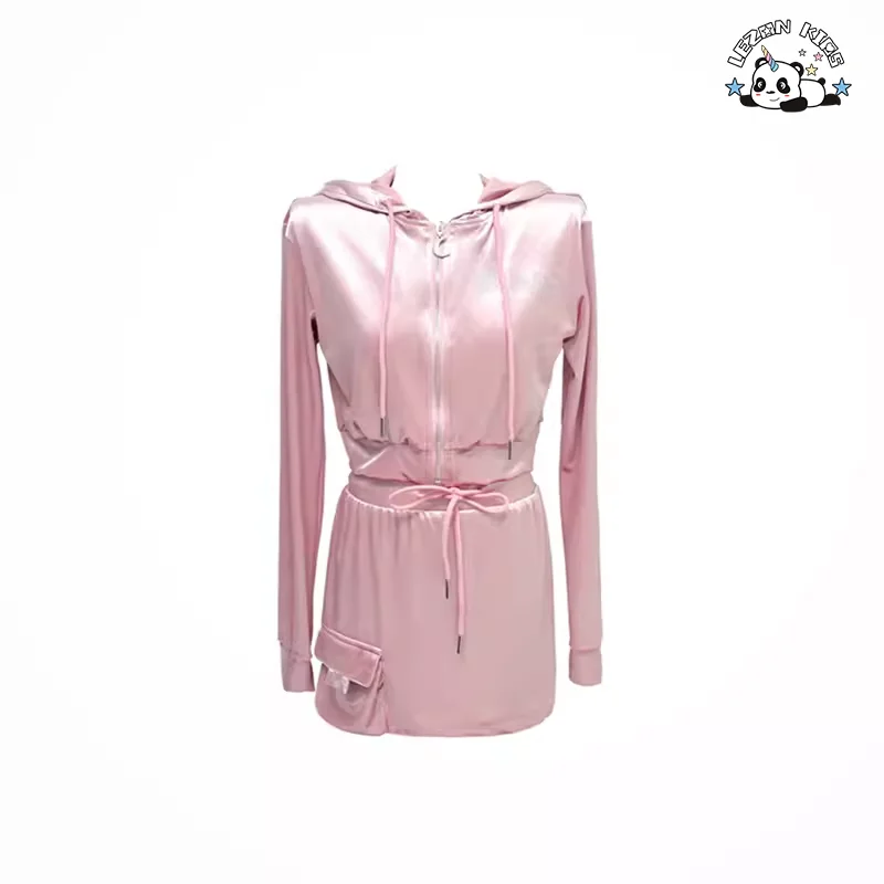 LEZONKIDS - Conjunto de Roupas para Meninas Personalizadas de Primavera, Jaqueta com Capuz de Veludo e Saia